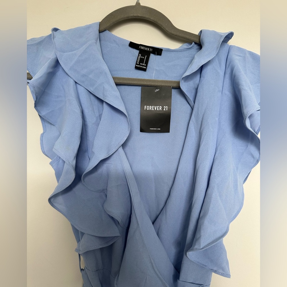 Blue Ruffle Wrap Dress 🦋 - Picture 4 of 4